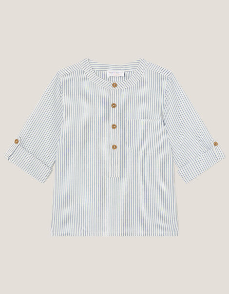 Stripe Cotton Shirt, Ivory (IVORY), large