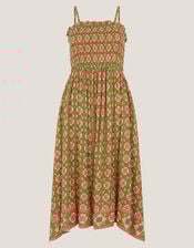 Maddie Floral Print Bandeau Midi Dress, Green (KHAKI), large