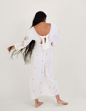 Embroidered Maxi Kaftan Dress, Ivory (IVORY), large