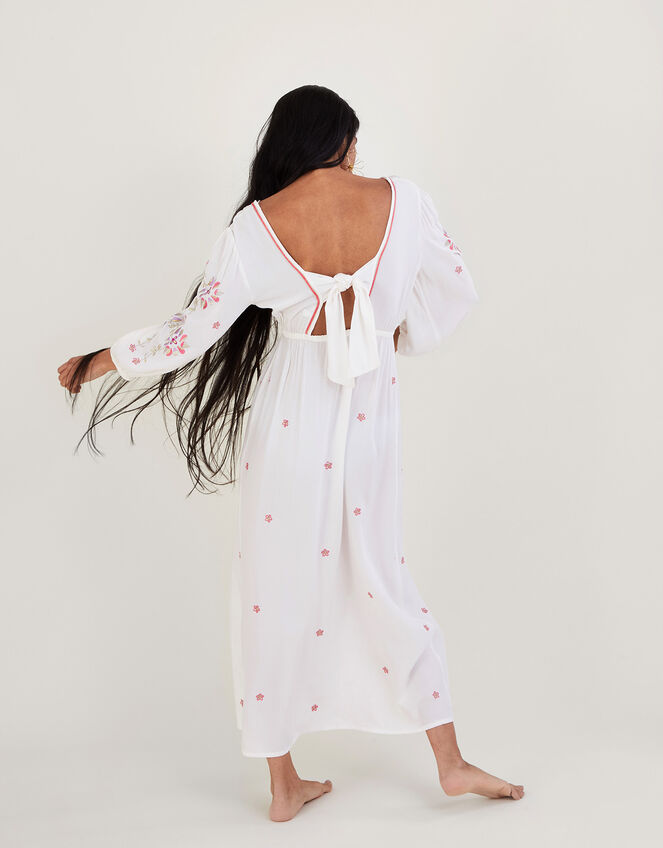 Embroidered Maxi Kaftan Dress, Ivory (IVORY), large