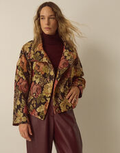 Jessie Funnel Neck Floral Jacquard Jacket, Black (BLACK), large