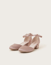 Satin Glitter Two-Part Heels, Pink (PINK), large