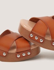 Alice Woven Heeled Clogs, Tan (TAN), large