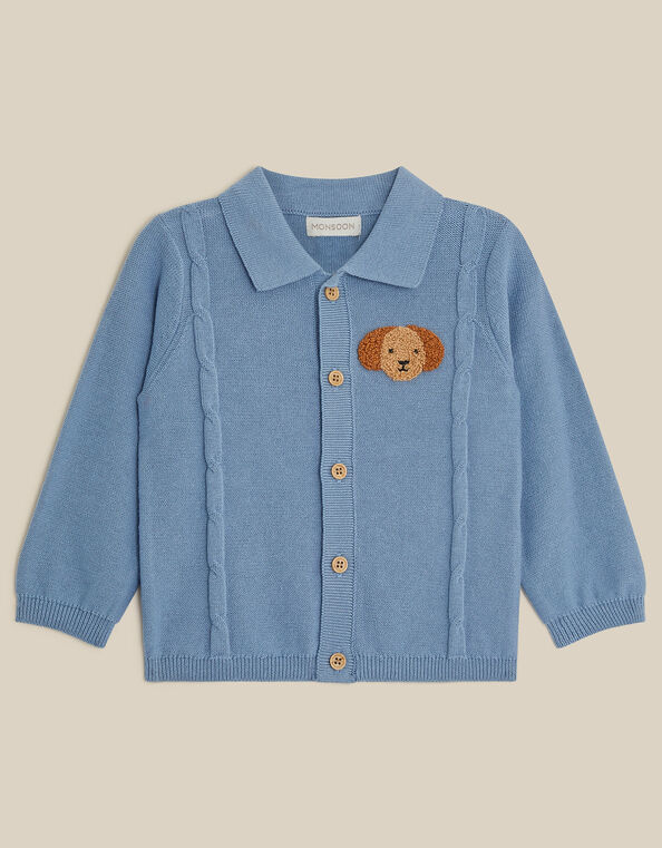 Newborn Dog Cable Knit Cardigan, Blue (BLUE), large