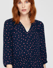 Tilda Tiered Spot Print Midi Dress, Blue (NAVY), large
