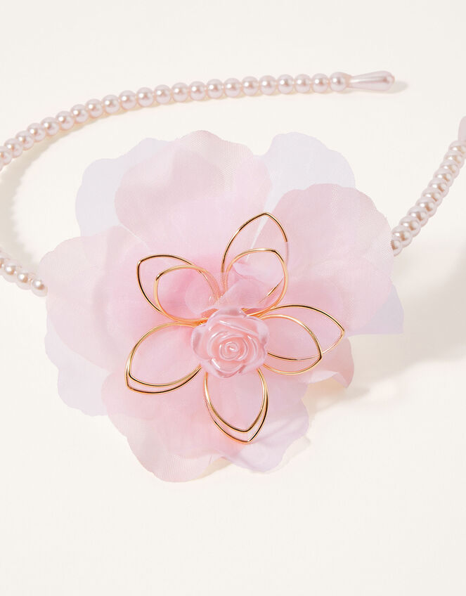 Wire Flower Pearl Headband, , large