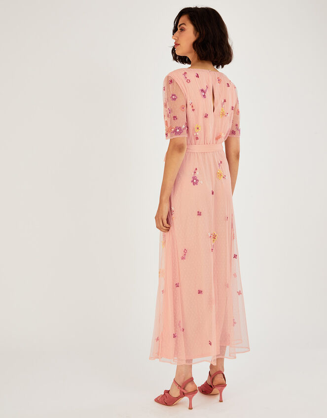 Lacey Embellished Midi Dress, Orange (PEACH), large
