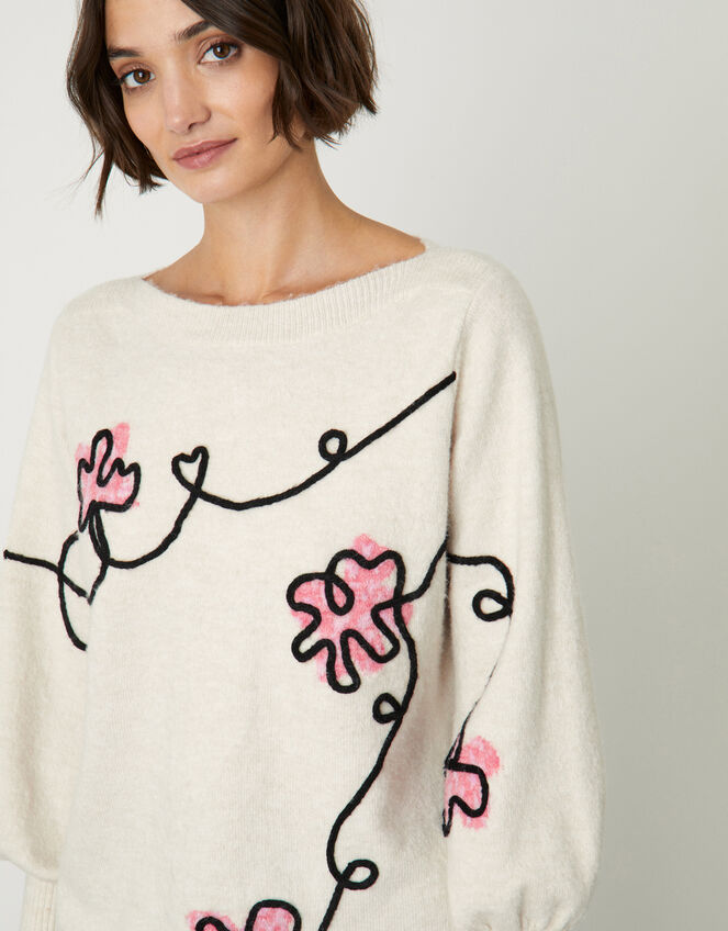 Linde Cornelli Flower Jumper, Camel (BEIGE), large