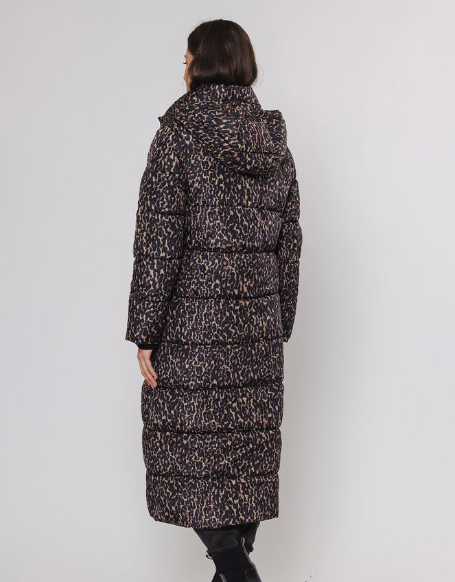 Rino and Pelle Leopard Print Coat, Brown (BROWN), large