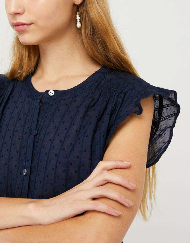 Elodie Capped Sleeve Blouse, Blue (NAVY), large