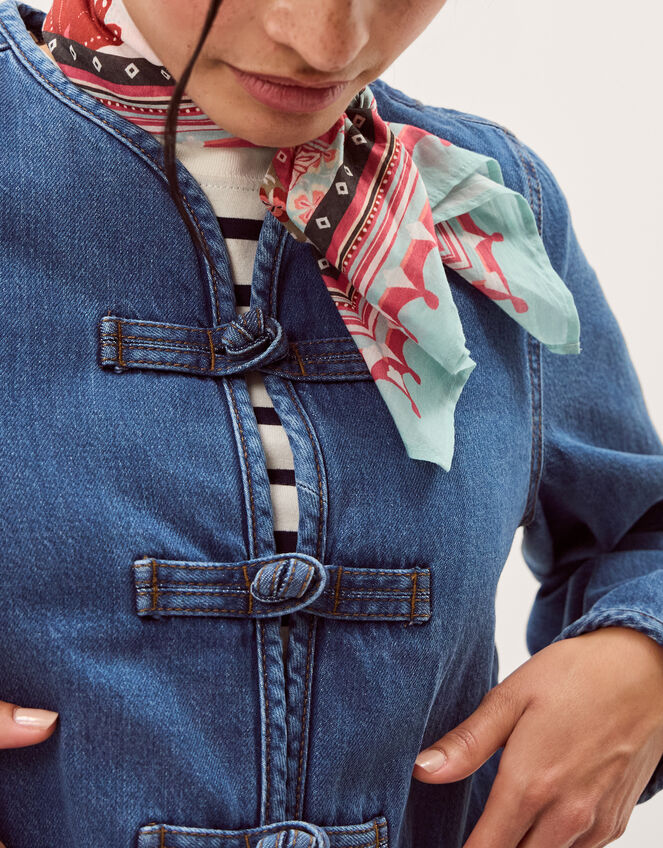 Lauren Knot Denim Jacket, Blue (MID AUTHENTIC BLUE), large