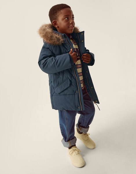 Water-Resistant Parka Coat, Blue (NAVY), large