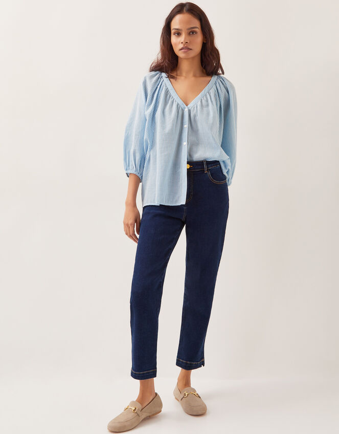 Safaia 7/8 Denim Jeans, Blue (INDIGO), large