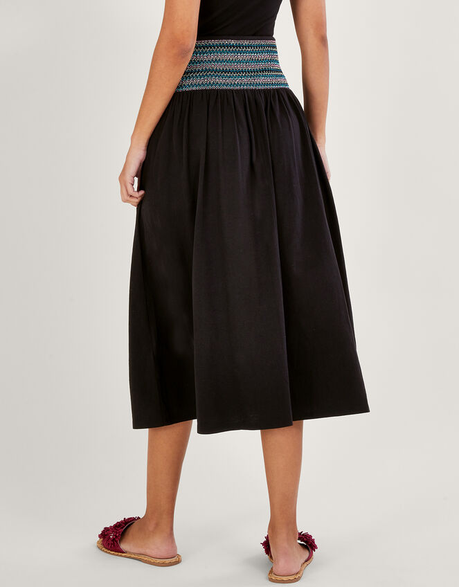 Shirred Waist Jersey Skirt , Black (BLACK), large