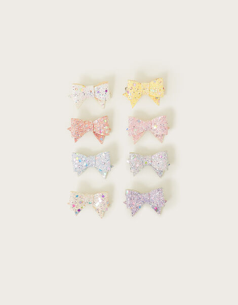 Rainbow Bowtique Hair Clips 8 Pack, , large