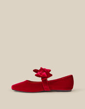 Jolie Velvet Mary Jane Ballet Flats, Red (RED), large