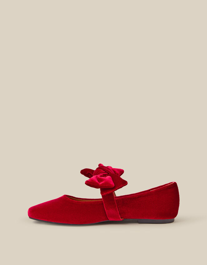 Jolie Velvet Mary Jane Ballet Flats, Red (RED), large