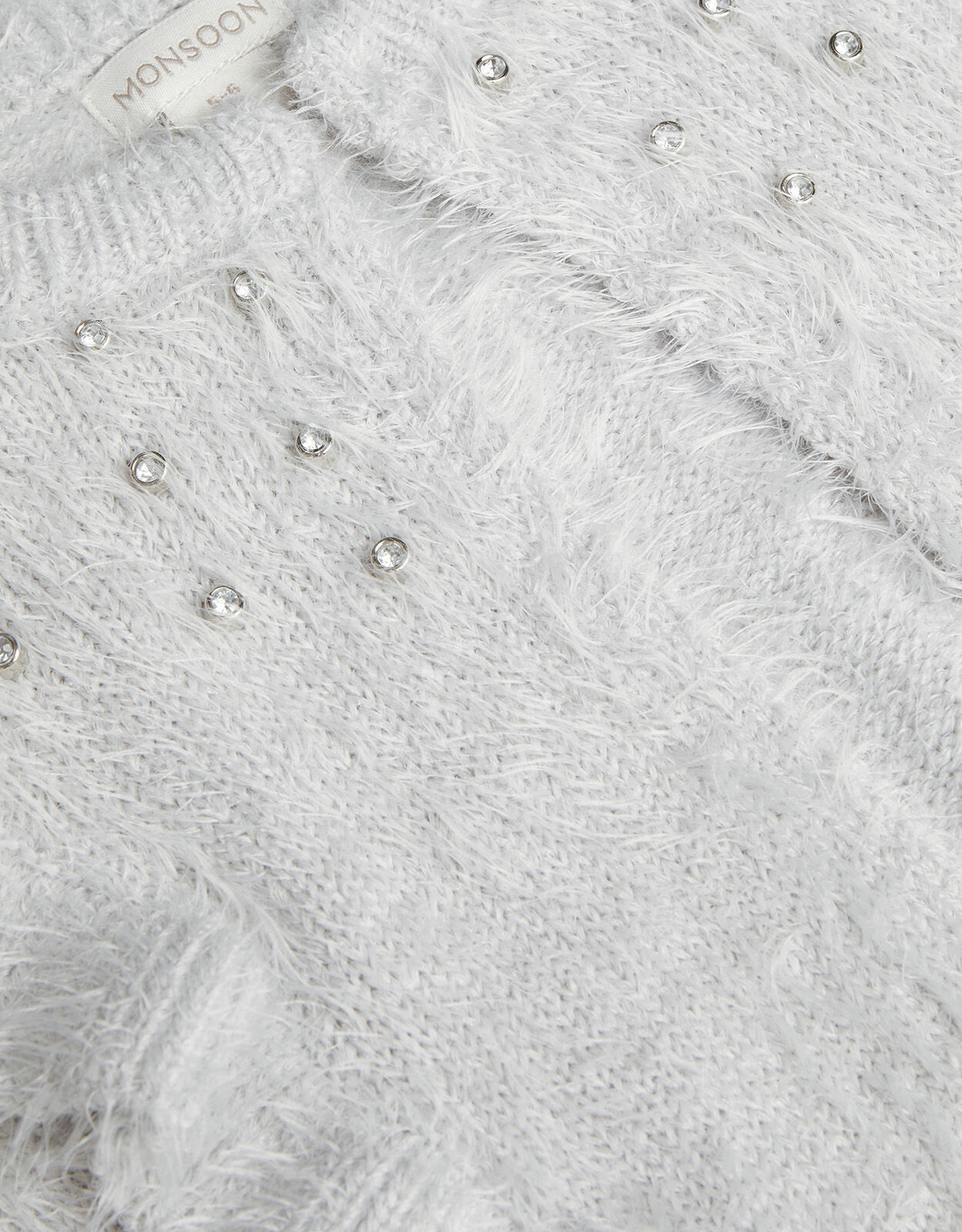 Jewelled Ruffle Front Fluffy Bolero Grey