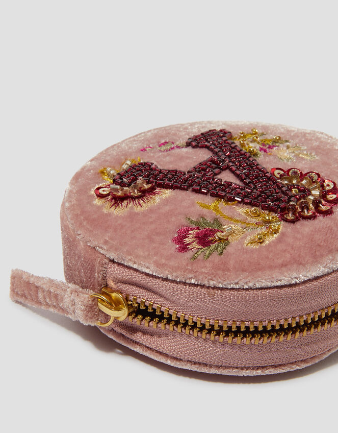 Initial Embellished Coin Purse, Pink (PINK), large