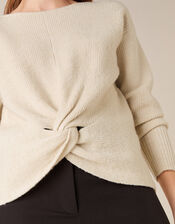 Twist Front Knit Jumper, Ivory (IVORY), large