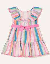 Baby Painterly Stripe Frill Dress , Multi (MULTI), large