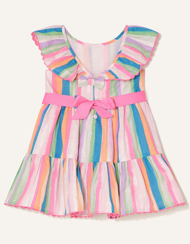 Baby Painterly Stripe Frill Dress , Multi (MULTI), large