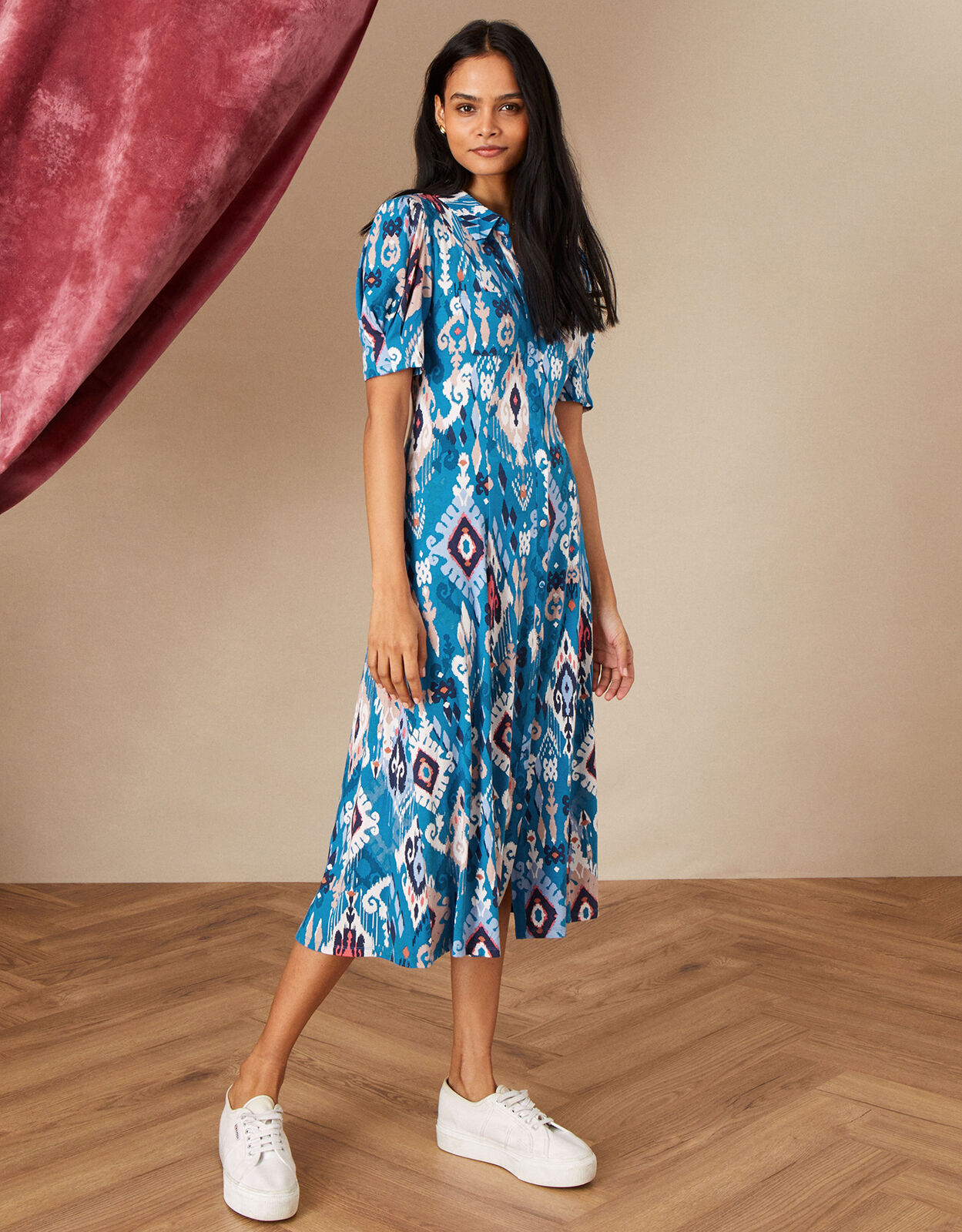 Darella Ikat Print Dress with LENZING ECOVERO Blue