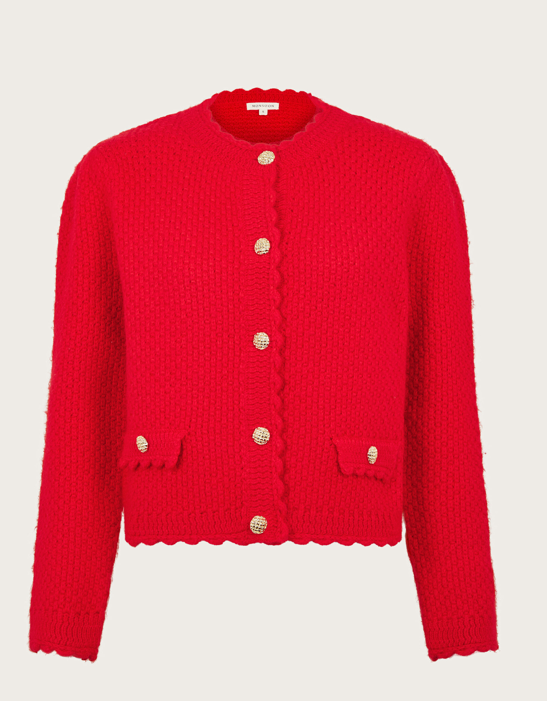 Suki Stitch Cardigan Red