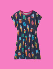 Hatley Ice Cream T-Shirt Dress, Blue (BLUE), large