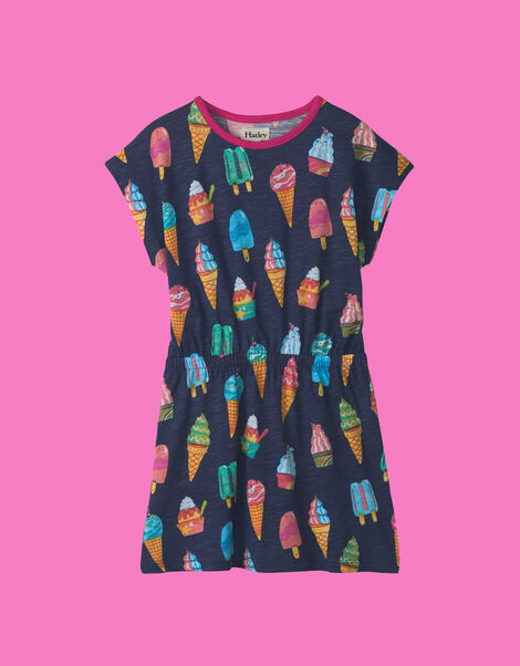 Hatley Ice Cream T-Shirt Dress, Blue (BLUE), large