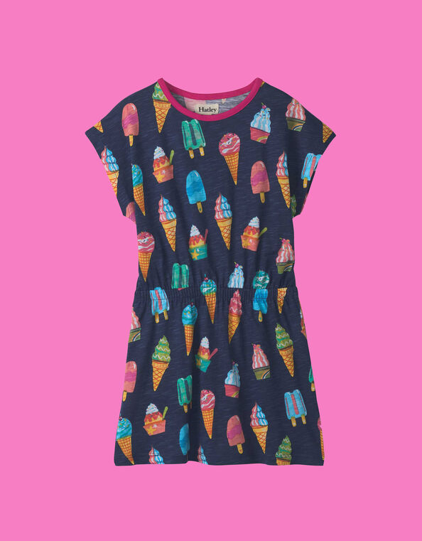 Hatley Ice Cream T-Shirt Dress, Blue (BLUE), large