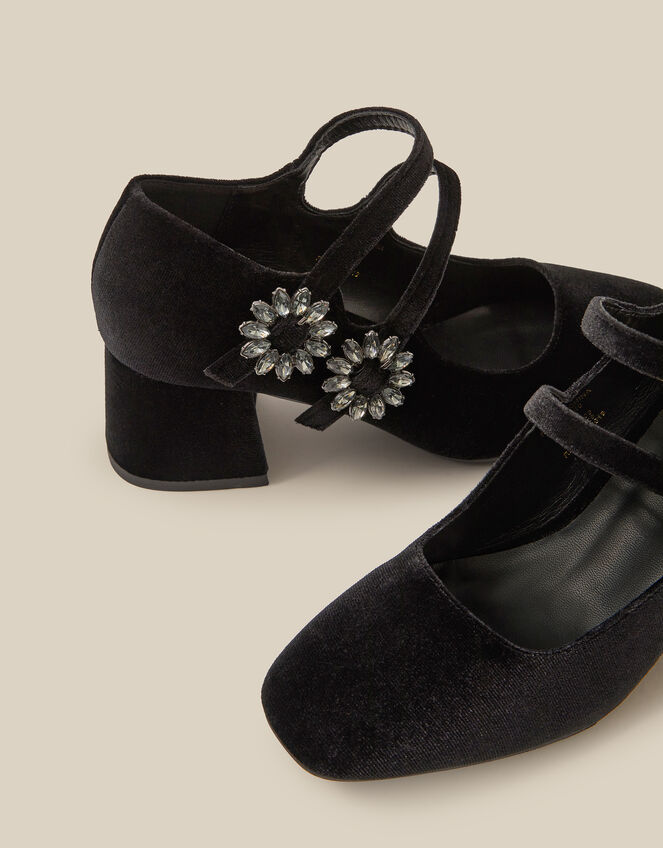 Symone Velvet Mary Jane Block Heels, Black (BLACK), large