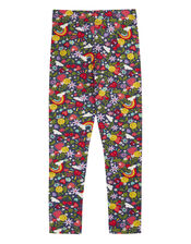 Frugi Leona Heart Print Leggings , Blue (NAVY), large