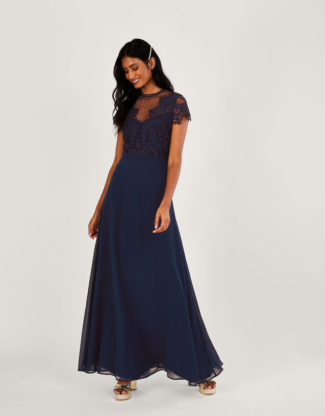 Diana Lace Maxi Dress Blue, Evening Dresses
