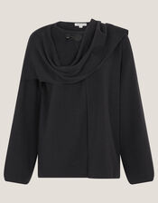 Simmi Asymmetrical Scarf Cardigan, Blue (NAVY), large