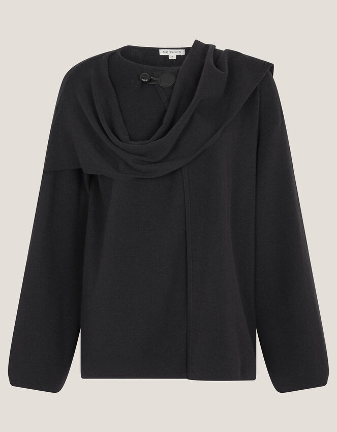 Simmi Asymmetrical Scarf Cardigan, Blue (NAVY), large