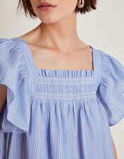 Dora Smock Frill Mini Dress, Blue (BLUE), large