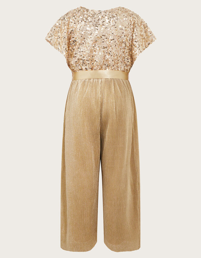 Shimmer Sequin Cape Sleeve Jumpsuit, Gold (GOLD), large