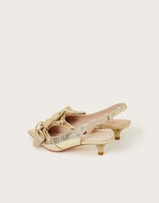 Bronte Metallic Bow Slingback Kitten Heels, Gold (GOLD), large