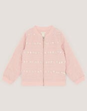 Carolyn Embellished Ruffle Bomber Jacket, Pink (PINK), large