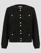 Saskia Smart Glitter Cardigan, Black (BLACK), large