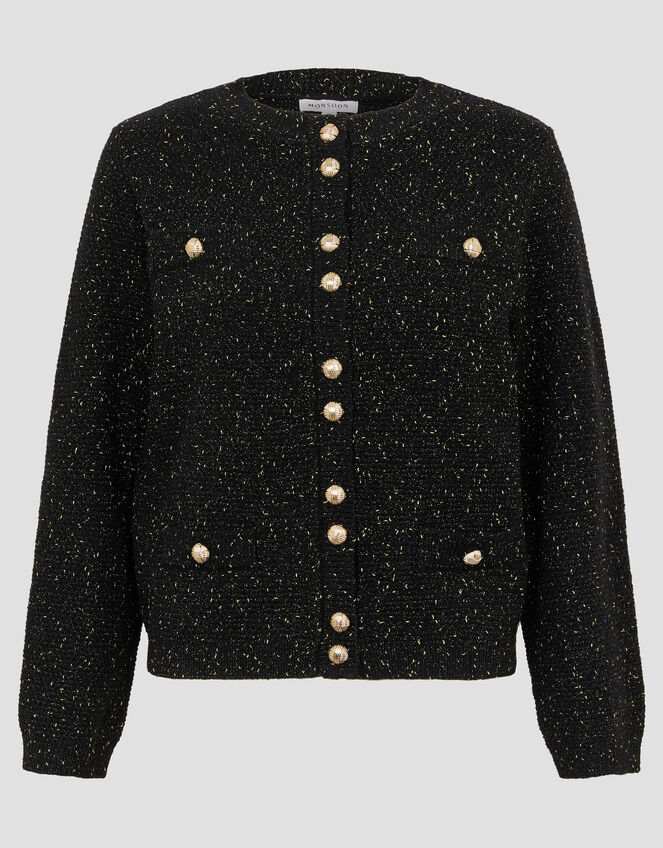Saskia Smart Glitter Cardigan, Black (BLACK), large