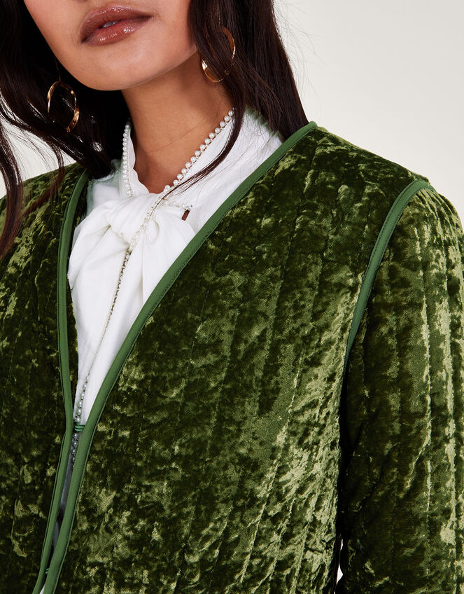 Velvet Quilted Jacket, Green (GREEN), large