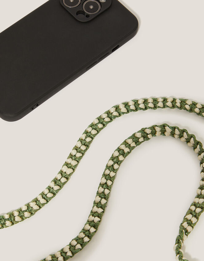 Braided Cord Phone Strap, Green (KHAKI), large