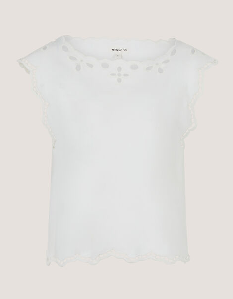 Gaia Floral Cutwork Top, Ivory (IVORY), large