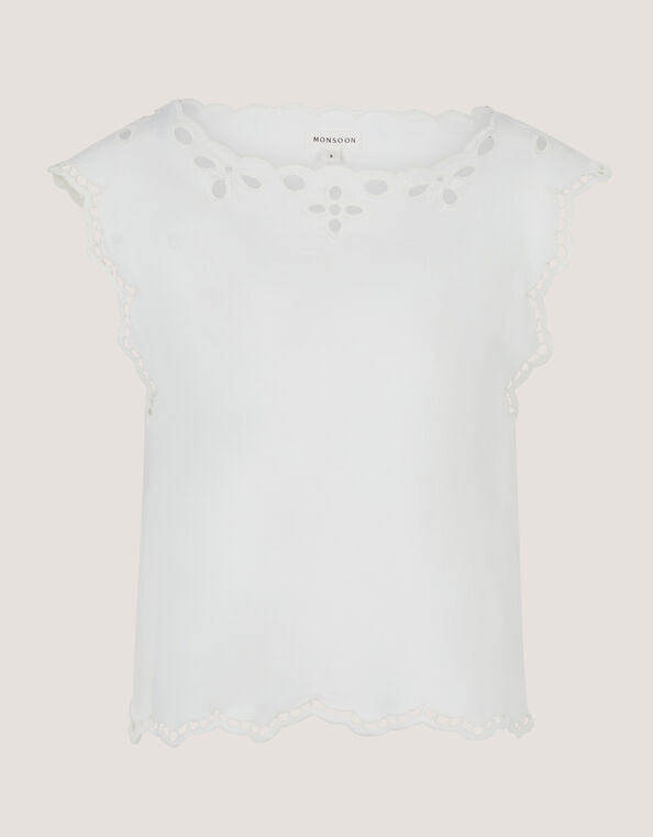 Gaia Floral Cutwork Top, Ivory (IVORY), large