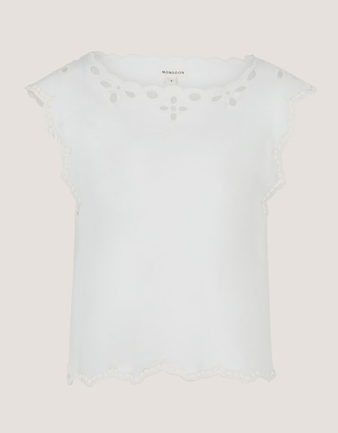 Gaia Floral Cutwork Top, Ivory (IVORY), large