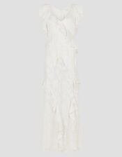 Remi V-Neck Ruffle Maxi Wedding Dress, Ivory (IVORY), large