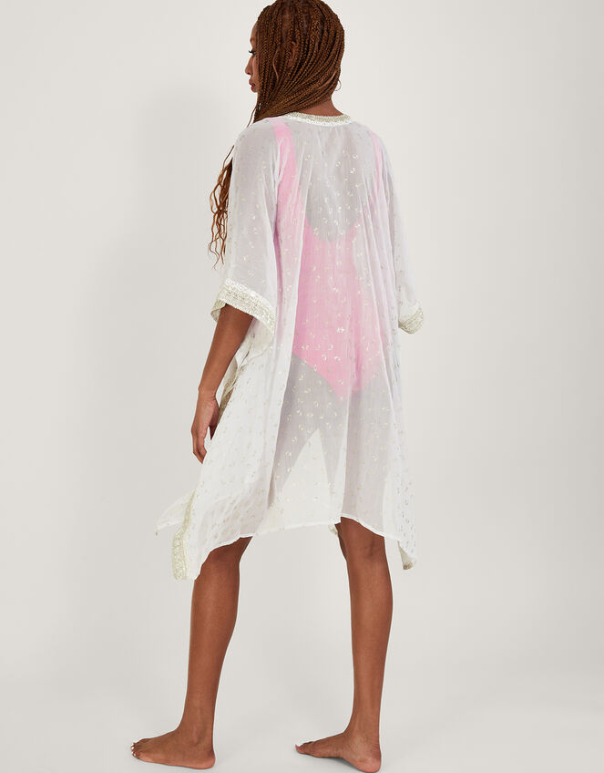 Foil Print Embroidered Cover-Up, , large