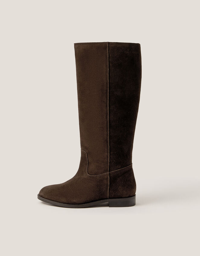 Jean Suede Knee High Boots, Brown (CHOCOLATE), large